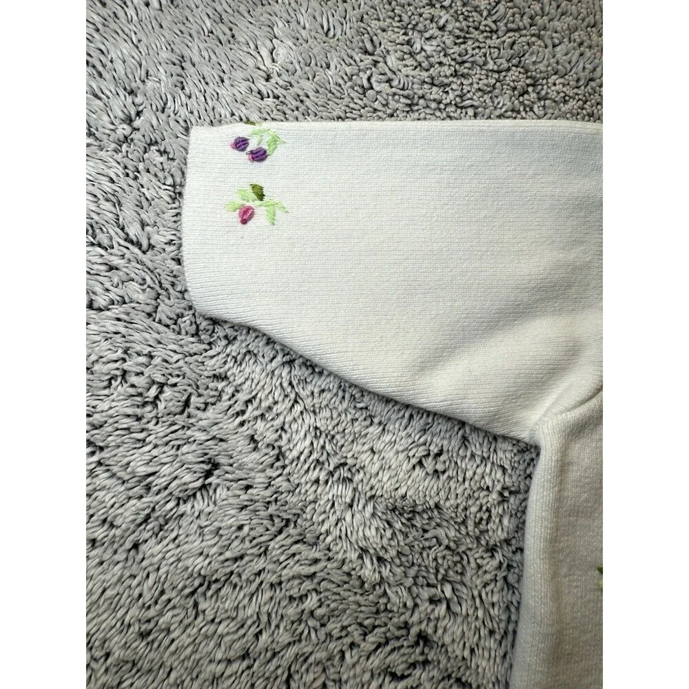 Vtg Gymboree 1998 Rainbow Tag‎ Floral Embroidered White Cardigan Sweater 0-3m